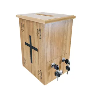 Engineered Wood Tithes Offering Box Cross Christian Church Knock-Down Wood Donation Boxes, Collection Boxes,Charity Boxes 11.8 inche wide x 9.5 inches deep x 15.8 inches height 21396-SMALL-NF
