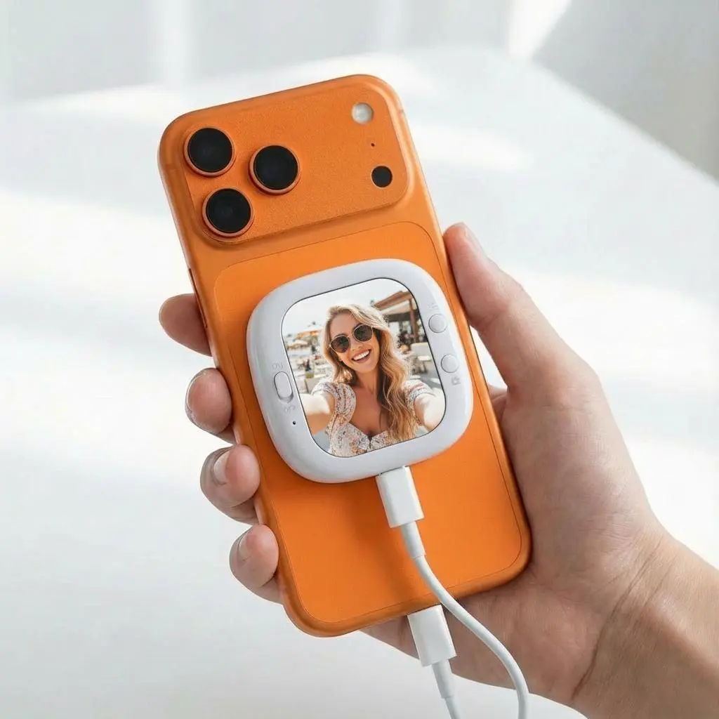 Mini Magnetic MagSafe Snap-On Ultra-Light Compact Smartphone Monitor - 180° Rotation Selfie Screen, Rear Camera Viewfinder with Audio Sync & Remote, iOS/Android Compatible Phone Accessory for TikTok Creators, Women’s Cellphone Accessory