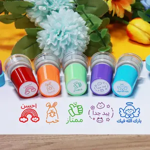 Colorful Teacher Self Inking Stamp Set, 5 Counts/set Round Teacher Arabic Stamp, Office Stationery & Supplies for Home School Dormitory