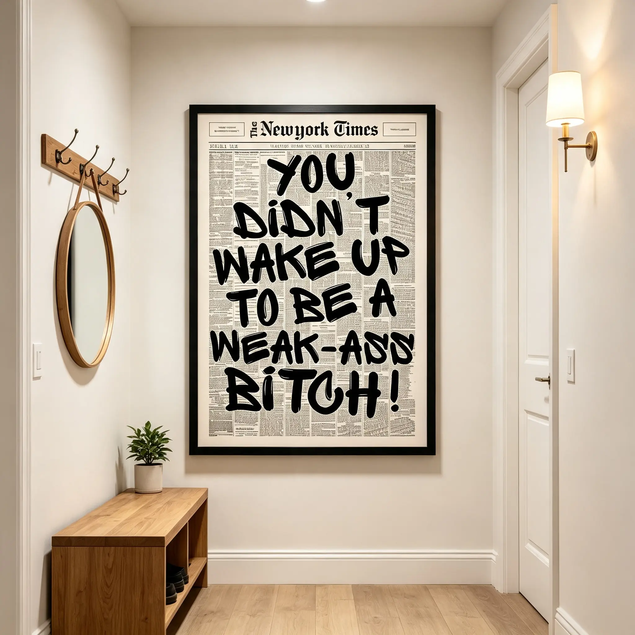 Retro Weak Ass Bitch Newspaper Print, Trendy Wall Art, Typography Poster, Motivational Quote Print, Wall Decor. Modern Wall Art