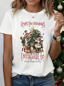 Charming 1950s Vintage Christmas TShirt Featuring Retro Festive Prints with Gingerbread and Family Motifs