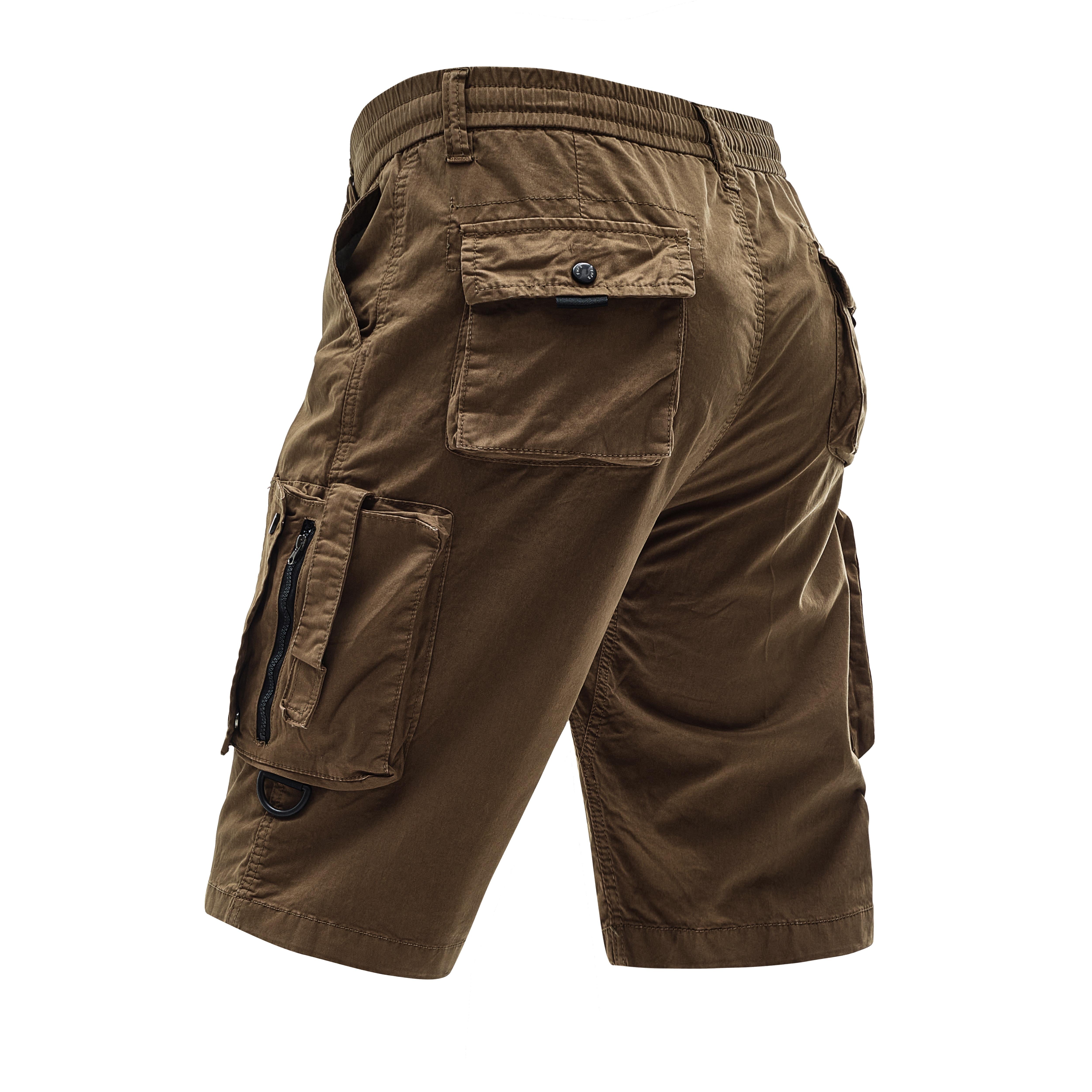 Men's Casual Cargo Shorts Washed Cotton Breathable Comfortable Elastic Waist Drawstring Multi-Pocket Workwear Shorts for Summer Outdoor Daily Streetwear Casual Hiking Running Utility Shorts with Zipper Pockets,Men Clothes