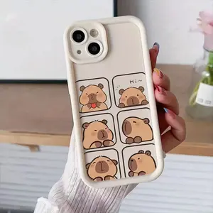 Cartoon Capybara Expressions Phone Case， Cute Minimalist Style for iPhone 17 16 15 14 13 12 11 Plus Pro Max Gift.