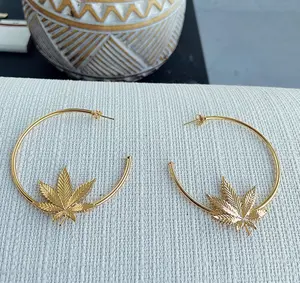 I'm in LOVE with Mary Jane: Ganja Leaf Gold Hoop Earrings