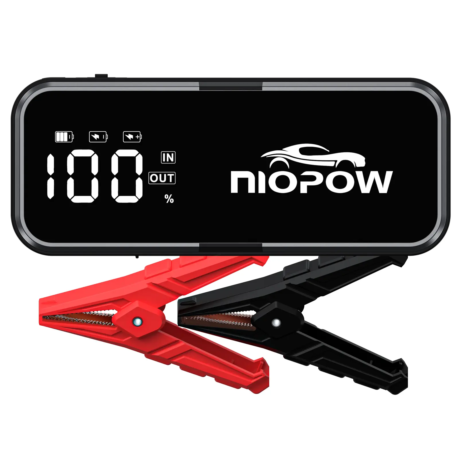 NIOPOW V1 5000A Car Jump Starter, 12V Portable Lithium Booster with 3.3" Display, Power Bank, LED Light & Jumper Cables for Gas to 10L Diesel Engines
