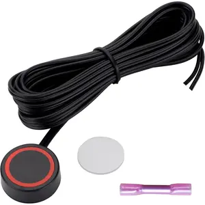 12V/24V Round  Momentary  Horn Push Button  Black with Pre-soldered Wires and Quick Connector for UTV RZR ATV Polaris   Auto   Boat Marine (Flat Button)
