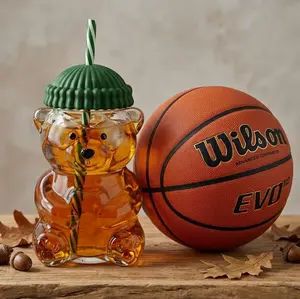 Wilson Evolution Basketball & Bear Glass Tumbler Set – Ultimate Sport & Hydration Gift