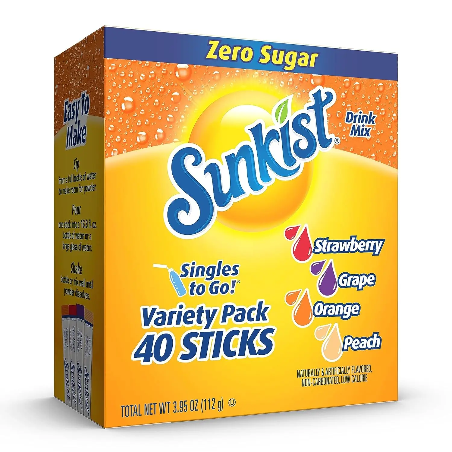 Sunkist Soda Variety Pack, Singles To Go Orange, Strawberry, Grape and Peach...