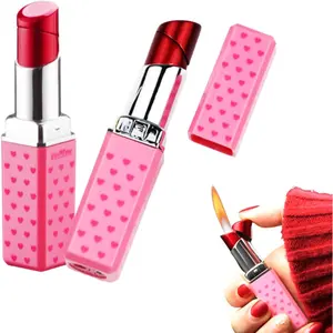 Cute Lipstick Lighter, 2 Pack Soft Flame Refillable Butane Lighter with Flame Adjustment Tool, Unique Torch Lighter Cool Lighters for Women,Girls, Birthday, Anniversary(Without Butane)-Red