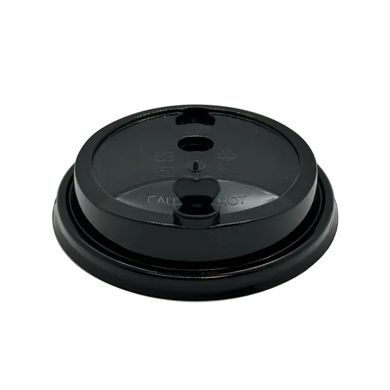 Black Heart Stopper Lid for 16-32oz Premium PP Injection Plastic Cups (90mm Diameter)