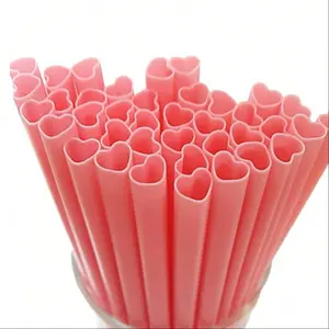 Heart Shaped Reusable Drinking Straws, 10/30pcs Reusable Plastic Straws, Suitable for Wedding Party Supplies, Drinking Supplies for Home Kitchen Party, Pink Straw