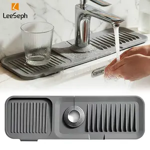 Leeseph Kitchen Silicone Sink Faucet Mat, Water Splash Guard for Sink Faucet, Absorbent Sink Protectors Mat, Kitchen Sink Gadget, Water Splash Proof