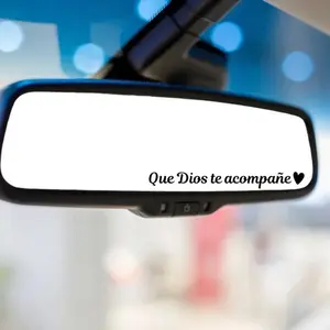 Que Dios te acompañe Rear Mirror Car Decal - Durable Faith Reminder for Your Vehicle - Simple Meaningful Accessory