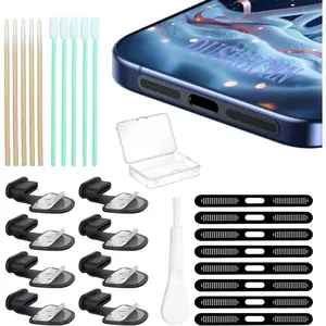 [8-Pack] USB C Dust Plug,  Port Cover with Anti-Lost Strap, with Speaker Dust Cover Compatible with  17 pro max Type C (USB C Cover 17 Max (Black))