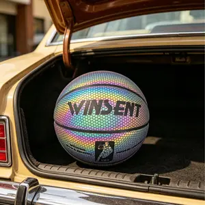 WINSENT Reflective Glow Basketball, Premium Grip, Durable for Outdoor Courts, Perfect for Night Pickup Games