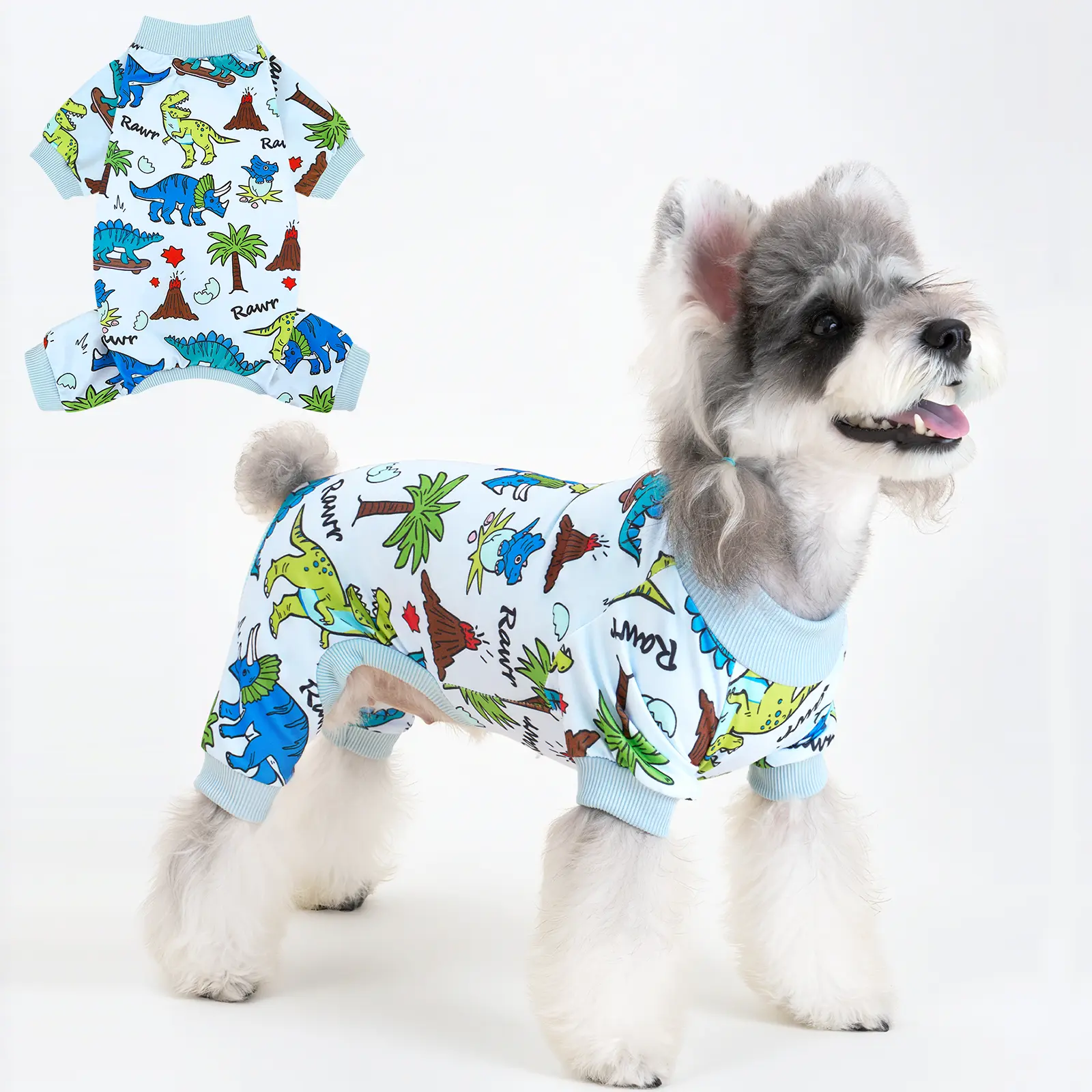 XPUDAC Dinosaur Cartoon Pet Costume, Soft Warm Comfortable Dog & Cat Pajama, Indoor-Outdoor Clothing for Hairless Cats & Small Dogs,Summervibes,Petlovers Outfits
