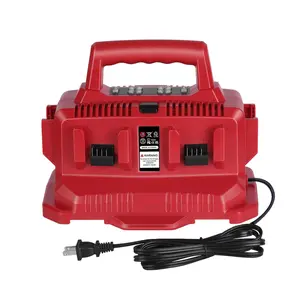 Upgraded 6 Ports Simultaneous Charger Replace for Milwaukee Charger Station 48-59-1806, Compatible for Milwaukee 18V M18 Battery, with LED Indicator Wall Hole