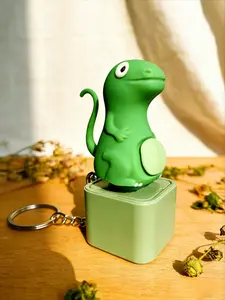 Christmas Gift Lizard Trendy Cute Keychain with Realistic Sound and LED Light, Rechargeable Button Keyring, Cute Stress Relief Toy for Kids and Adults