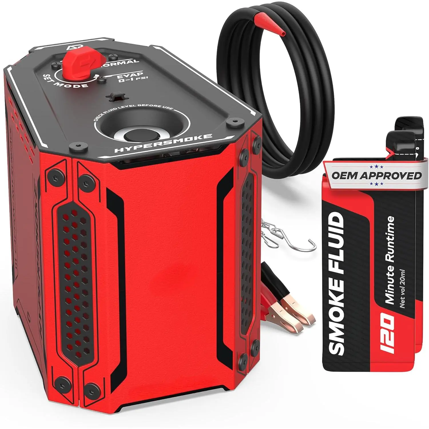 Automotive Smoke Machine EVAP Vacuum Leak Tester – Adjustable Pressure – OEM Approved Smoke Fluid – Built-in Air Compressor Motor - Includes Smoke Fluid x2.