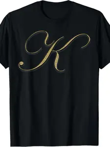 Monogram Initial Letter K Golden T-Shirt