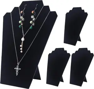 4 count/Set Black Necklace Earring  Set Display Stand, Foldable Black  Necklace Bust Easel Chain Necklace Holder Organizer Rack for Home or Store Show