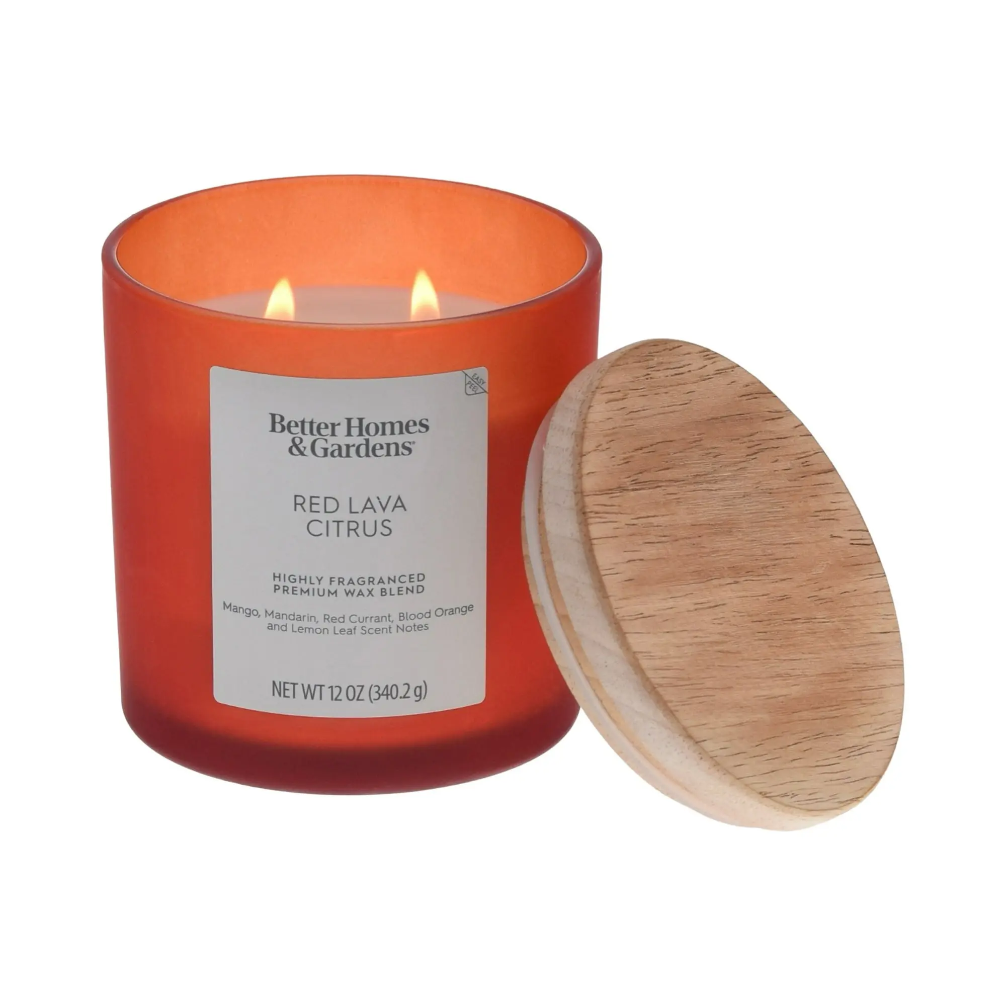 12oz Double-Wick Scented Candle with Fragrance & Aromatherapy Benefits - Frosted Glass Jar with Wood Lid, Paraffin Wax Blend, 40-Hour Burn Time, Contemporary Home Decor