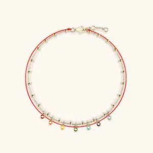 Divine Alignment - Red String Enamel Chakra Evil Eye Anklet