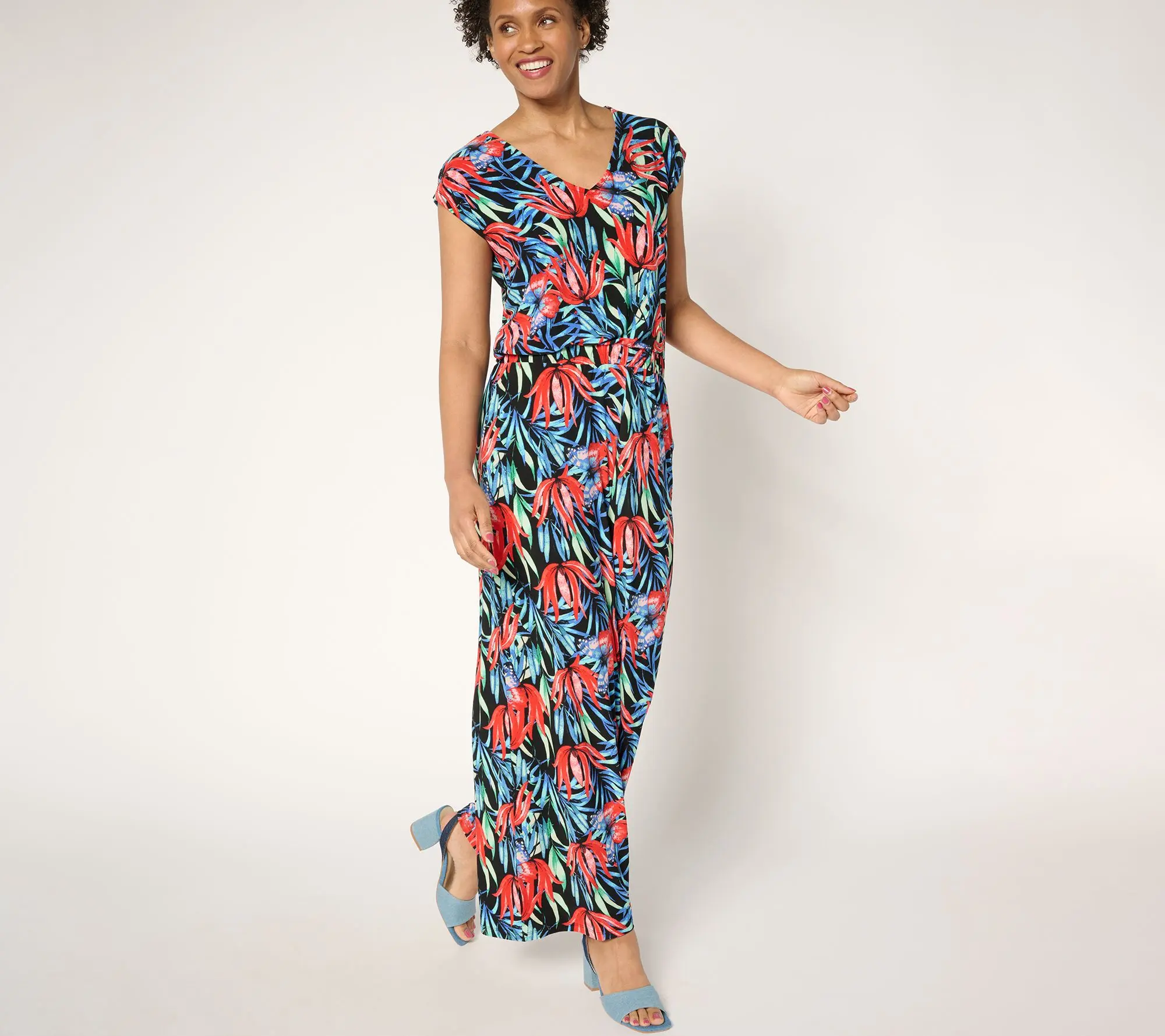 Attitudes by Renee Petite Como Jersey Printed Jumpsuit