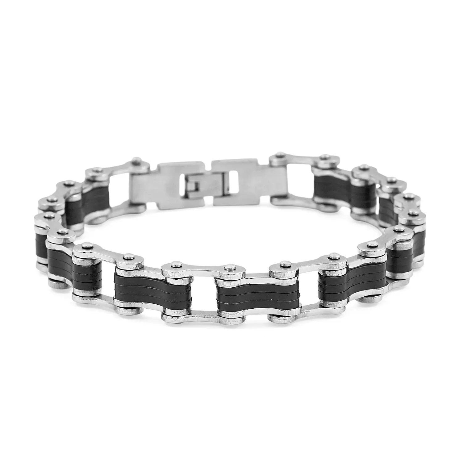 Bicycle Chain Bracelet in ION Plated Black and Stainless Steel (9.00 In)