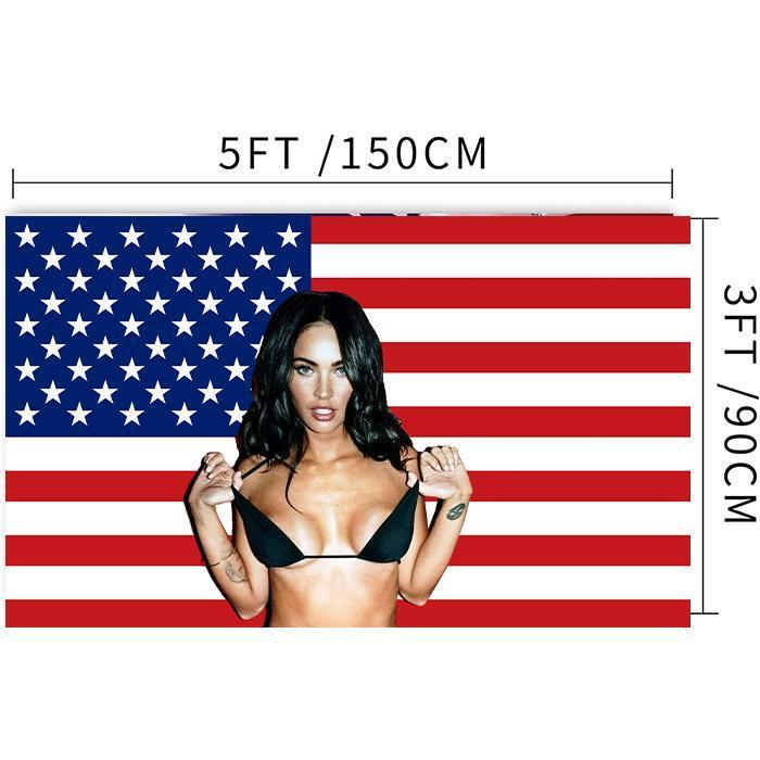 Megan Fox American 3x5Ft Flag Tapestry for Wall Hanging Man Cave CollegeDorm Room Decor Outdoor Banner with 4 Brass Grommets Decorative