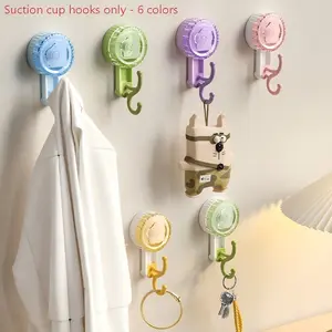 6Pcs Cute Star Strong Suction Cup Hooks, No Drill Vacuum Hooks for Kitchen Bathroom