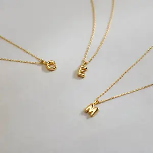 Bubble Initial Necklace, Custom Letter Necklace, Balloon Letter Necklace, Personalized Initial Pendant for Her, Letter Keepsake Necklace