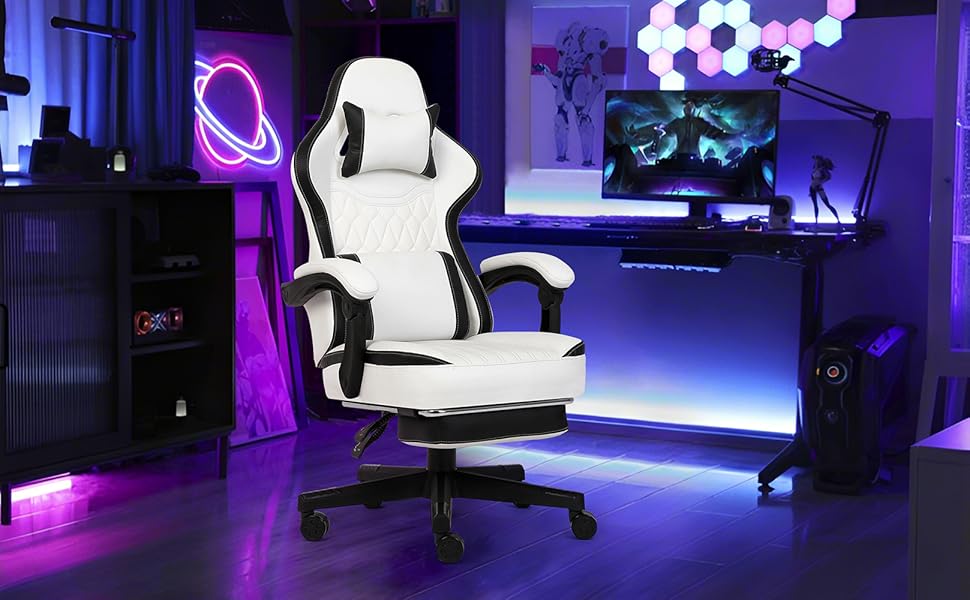 AnyGod  Office Gaming Chair , Computer Office Chair with Footrest, Linkage Armrests and Lumbar Support, High Back Ergonomic Gamer Chairs for Adults