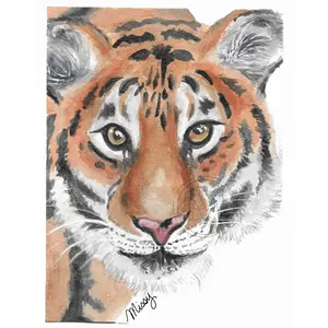 Tigger the Tiger - Watercolor Matted Print - missywatercolor - missywatercolor - missy
