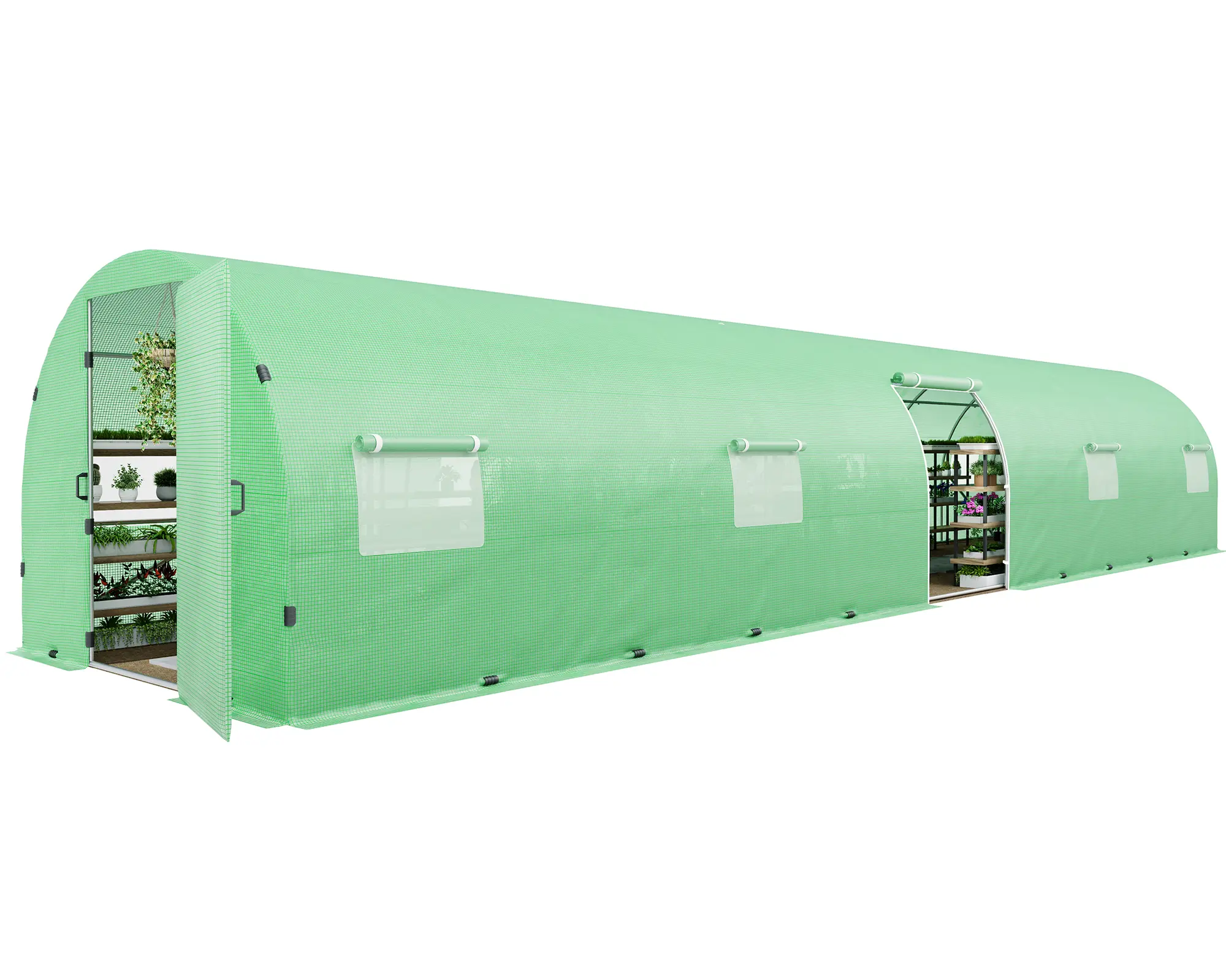 AMERLIFE Tunnel Greenhouse for Outdoors, Heavy Duty Greenhouse kit with Galvanized Steel Frame, Upgraded Swing Door & Premium PE Cover