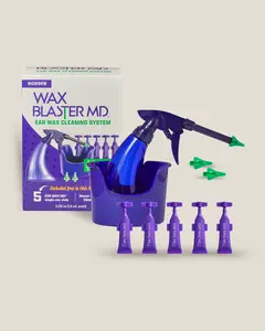 eosera WAX BLASTER MD - Ear Wax Cleaning System, Complete Kit with Ear Wax Dissolving Drops, 5-ct Comfort Gentle