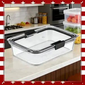 8 Cup Large Rubbermaid Brilliance Glass Food Storage Container with Lid Microwave Freezer and Oven Airtight Leak Proof