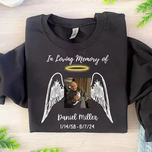 Personalized In Loving Memory Family Loss T-Shirt, Funeral Unisex T-Shirt, Memorial Rest in Peace Tee, Custom Angel Shirt, Memorial Photo T-shirt, Family Memorial Shirts, Picture Memorial Gift
