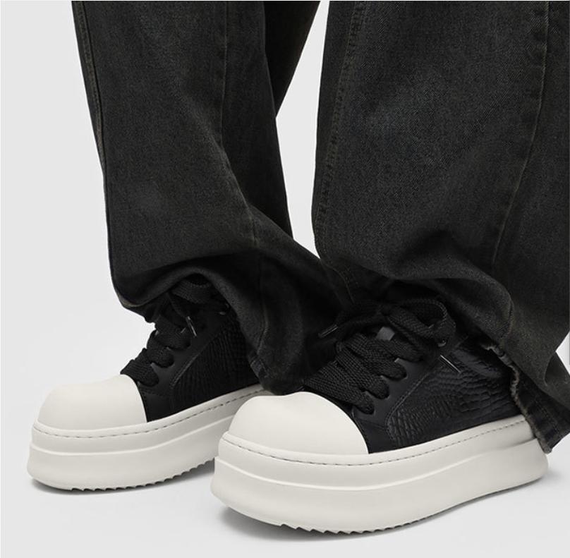 Cheat Code Height Boost: Black & White Platform Sneakers