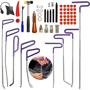 59 count Paintless Dent Rods Repair Tools with Knock Down Pens,Red Soft Caps,Red Wedge and More,Suitable Removal Hail ,Dings and More for   Dent Repair