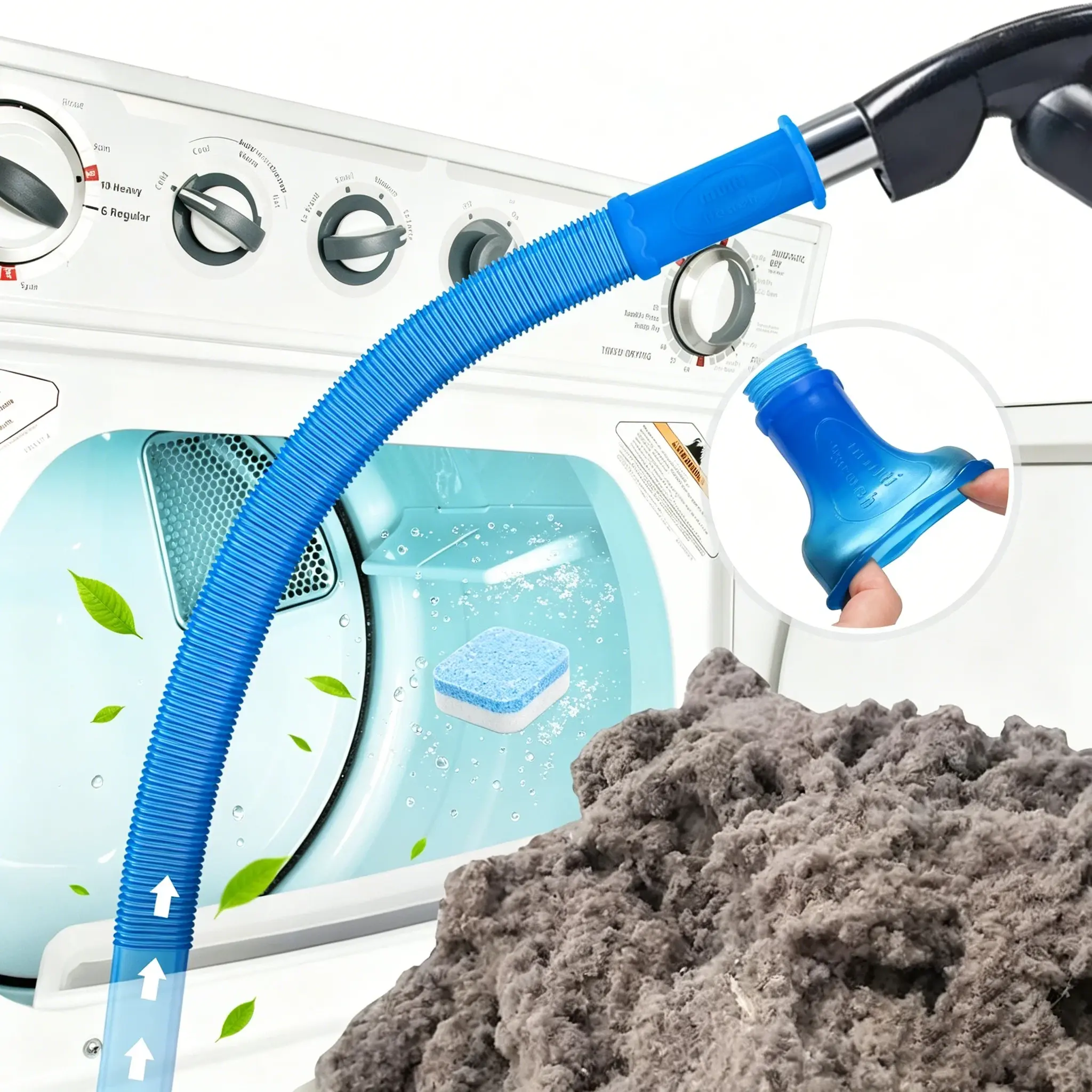 Sealegend Laundry Room Cleaning Kit Dryer Vent Cleaner kit Dryer Vacuum Hose Attachment with Stretch Universal Connector,  Washing Machine Cleaner Dessaler Tablets