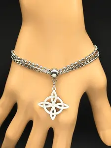 Lucky Knot Design Bracelet Chain, Stainless Steel Irish Symbol Protection Amulet Jewelry, Trendy All-match & Exquisite Jewelry for Gift