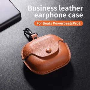 Leather Case for Beats Powerbeats Pro 2 Wireless Earphone Cover Headset Shell Headphone Cover PU Leather Covers for With Hook