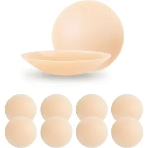 4 Pairs Silicone Nipple Covers for Women, Reusable Adhesive Invisible Pasties, No Show Nippleless Covers for Strapless & Backless Wear Nude