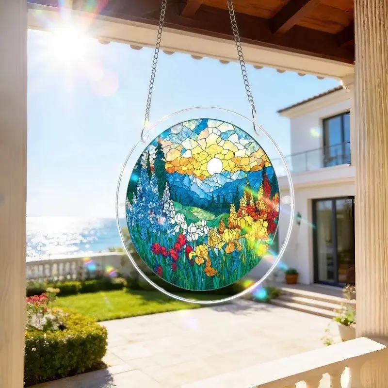 Acrylic Hanging Decorative Piece, Sunset Valley Acrylic Puzzle, Home Decoration, Aesthetic Family Ornament, Durable Acrylic Material