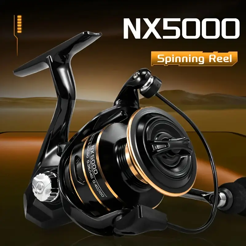 [W] NX Series Black Spinning Fishing Reel - Left-Handed, Durable PA/Nylon Construction, Smooth Casting & Retrieval for Freshwater & Saltwater Angling