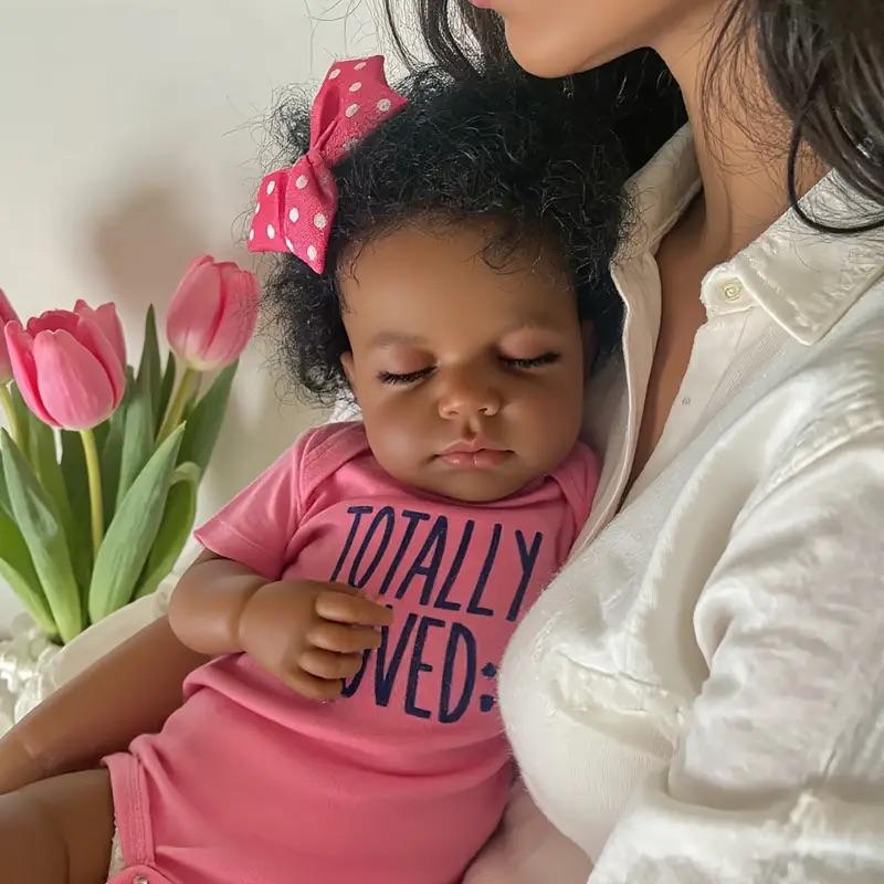 Reborn Baby Dolls Black Girl-20 Inch Realistic Newborn Baby Doll Weighted Soft Cloth Body Silicone Doll African American Baby Dolls Reborn Toddler Dolls Birthday Toy for Kids Age 3+ Asleep Fashion