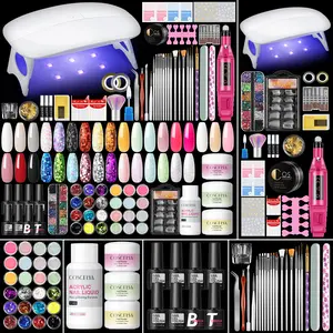 COSCELIA Acrylic Nail Kit for Beginners | Nude Acrylic Powder, UV Gel Polish & Glitter Decorations | Complete Gift for Women