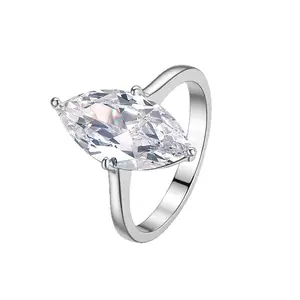 Marquise Cut Ring for Women, Silver and Golden Solitaire CZ Ring, Minimalist Engagement Promise Ring, Elegant Fashion Jewelry, Wedding Gift Accessory
