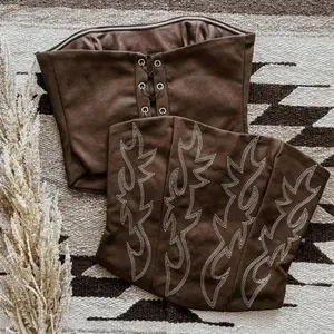 casual outfits women Embroidered Western Corset Top